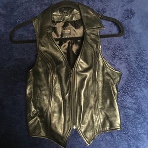 Leather biker vest